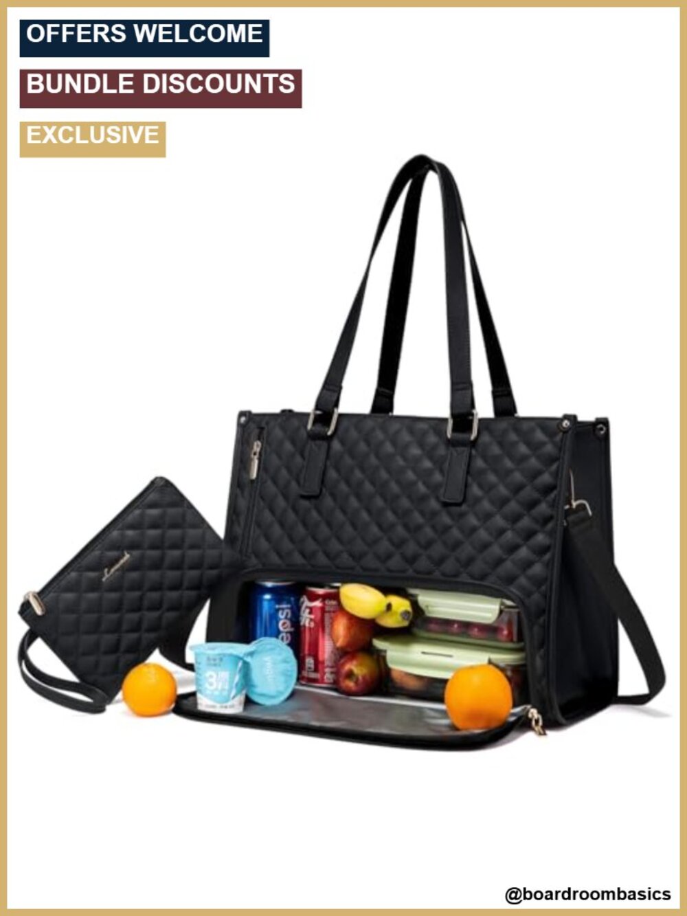 LOVEVOOK Lunch Tote Bag 15.6 Inch Laptop Insulated Quilted Large Capacity
